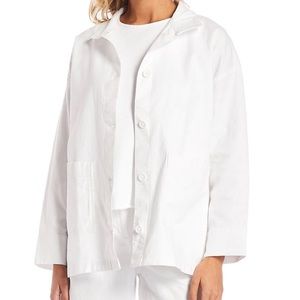 Eileen Fisher Jacket White Cotton Hemp Classic Stand Collar Jacket Sz 3X NWT